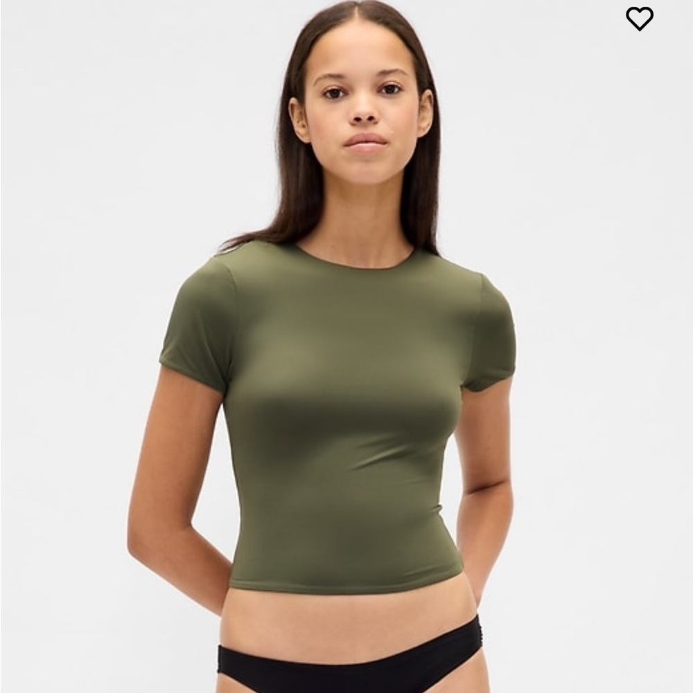 Classic Olive Short Sleeve Crew Neck Top